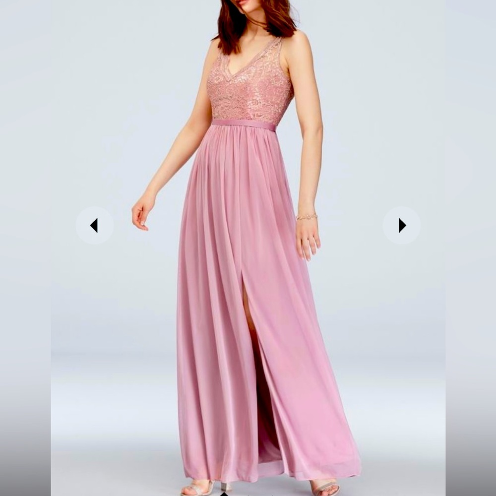 David’s bridal lace and mesh v-neck bridesmaid dress  STYLE# F20057